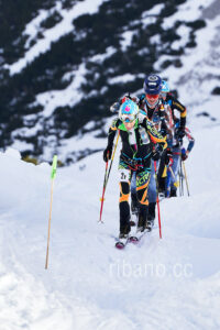 Italian athlete William Boffelli competes at the 41th Transcavallo ski mountaineering race, on February 17, 2023 in Val Salatis, Tambre (Italy).