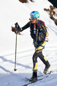 Italian athlete Alex Oberbacher competes at the 41th Transcavallo ski mountaineering race, on February 17, 2023 in Val Salatis, Tambre (Italy).