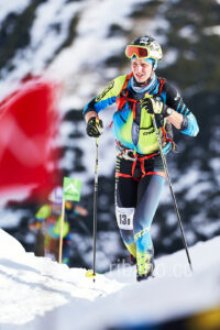 Italian athlete Davide Dapoz competes at the 41th Transcavallo ski mountaineering race, on February 17, 2023 in Val Salatis, Tambre (Italy).
